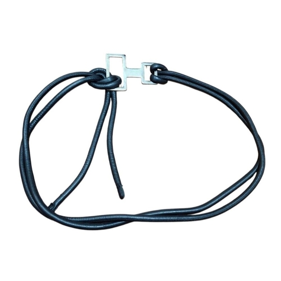 Seventy Black Leather Rope Belt or Necklace w Silver Meta main image 6